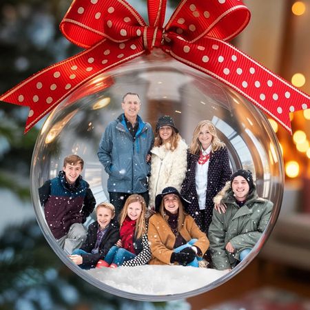 Christmas bauble with photo - Personal birthday gifts for best friends, family, colleague, work friend, husband and wife, dog and cat lovers - Family forever, Christmas together